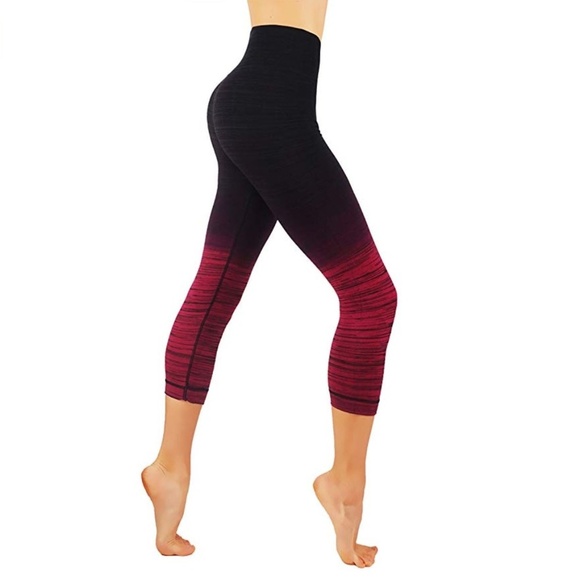 Pants - Ombre leggings dry fit workout pants red